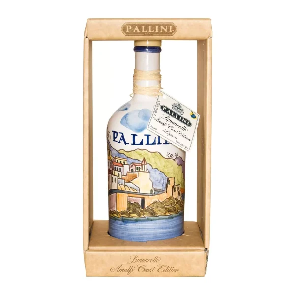 Pallini Limoncello PGI - 500 ml (16.9 fl oz) + gift box limited edition in handmade ceramics. Infusion of the prized Costa d'Amalfi PGI Lemon